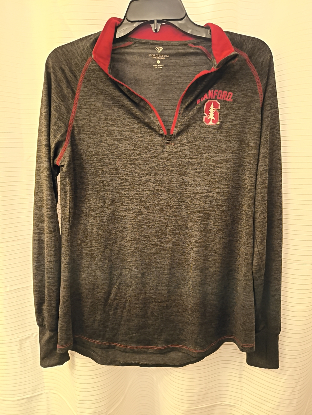 Colosseum Stanford Gray & Red Quarter-Zip Pullover